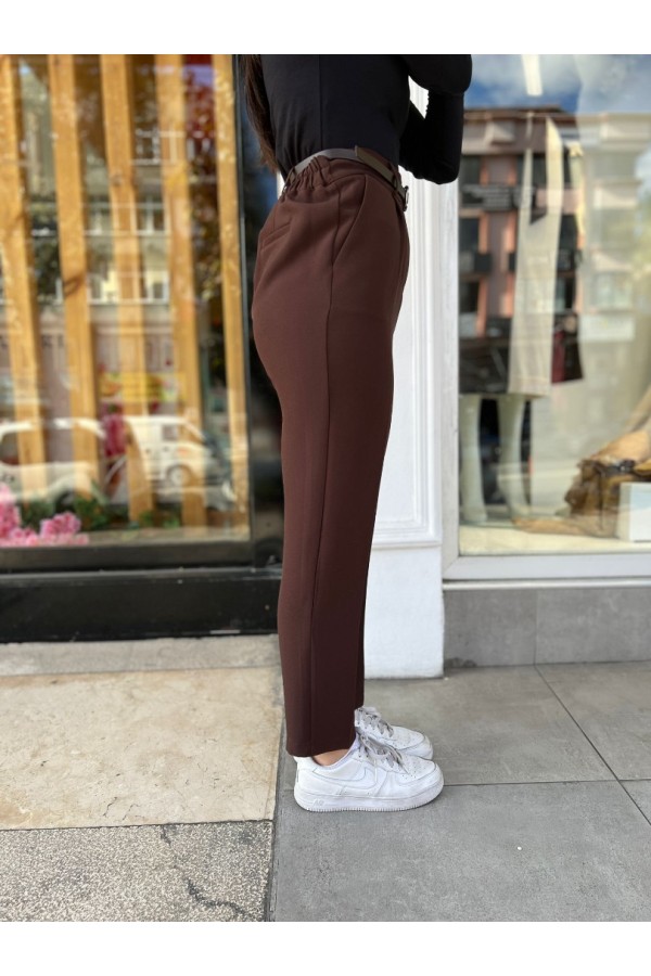 KEMERLİ PANTOLON KAHVE