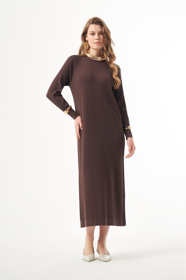 BELLA NUSS ELBİSE-KAHVERENGİ