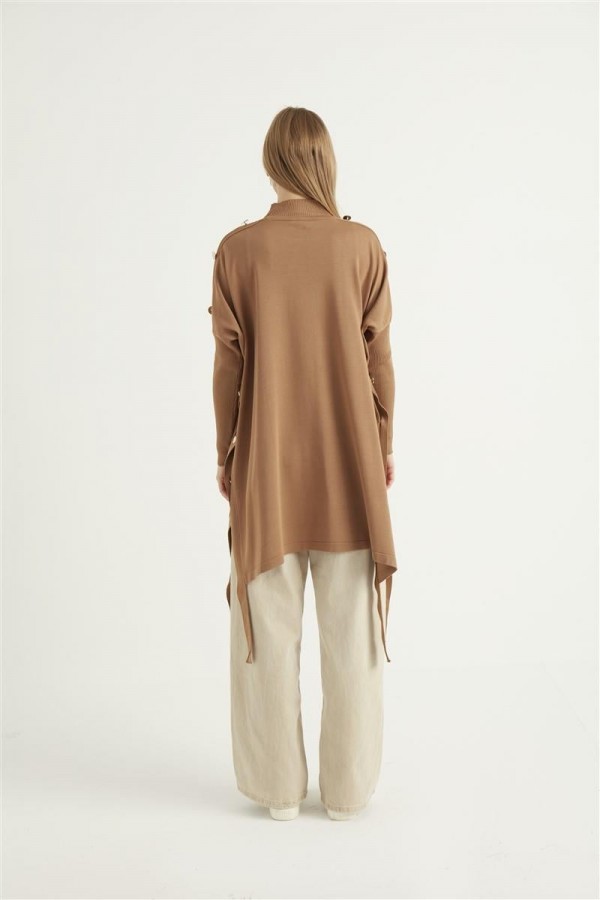 Düğmeli Panço Camel Series