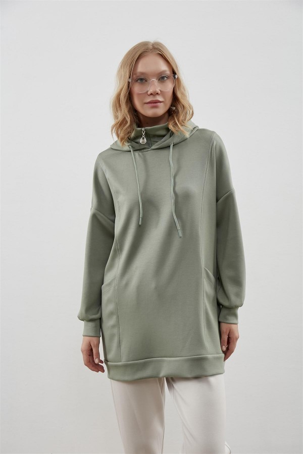Kapüşonlu Sweat Yeşil