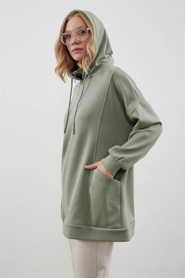 Kapüşonlu Sweat Yeşil
