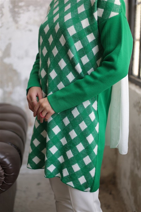 Kare Desen Tunik Benetton Yeşili Series