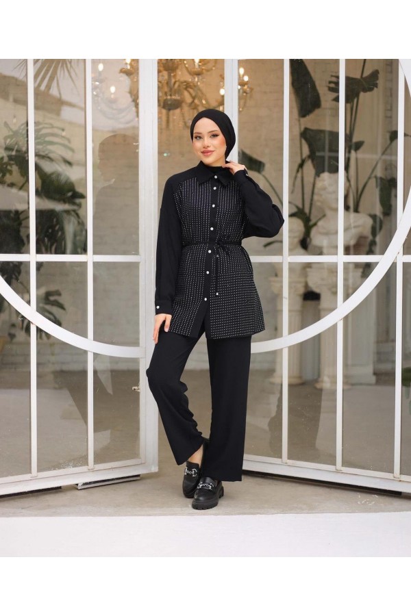 LONA TAŞLI TAKIM-SİYAH
