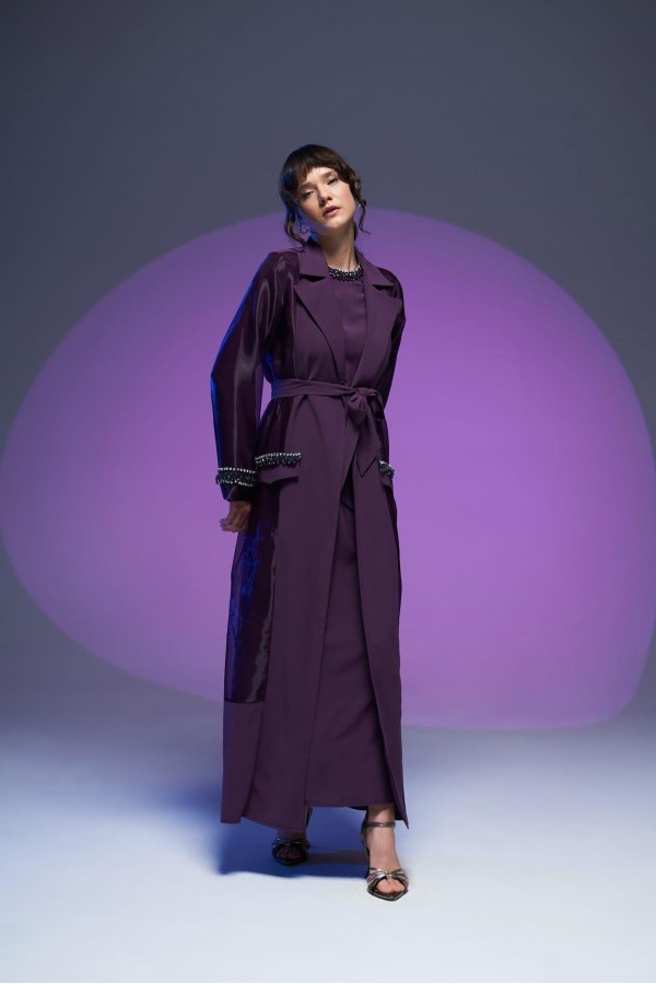 Organze Abaya Mürdüm