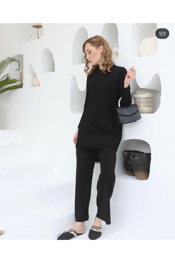 Oversize Merserize Tunik Siyah