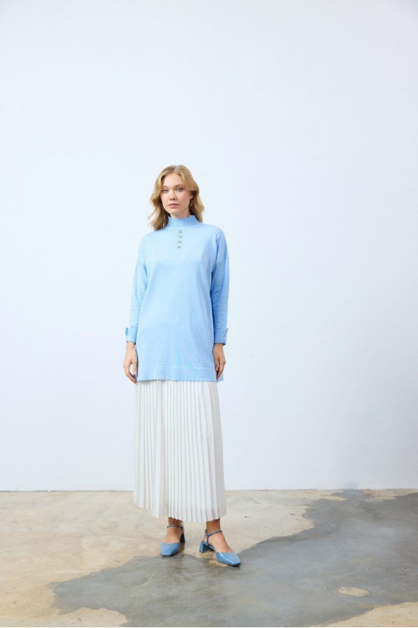 Roza Merserize Tunik-BEBE MAVİ Series