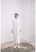 V YAKA MERSERİZE HIRKA-BEYAZ